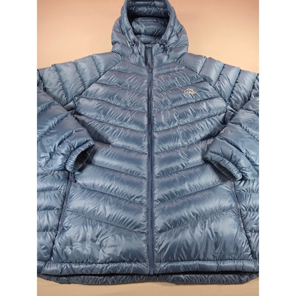 LL Bean 850 Down Hooded Jacket Mens 3X Reg Blue Pertex Quantum DownTek 507552